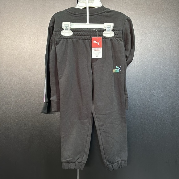 PUMA 2 Pc.Jogger set,pouch pocket crewneck top,elastic waist/cuff pants,fleece - Picture 4 of 10